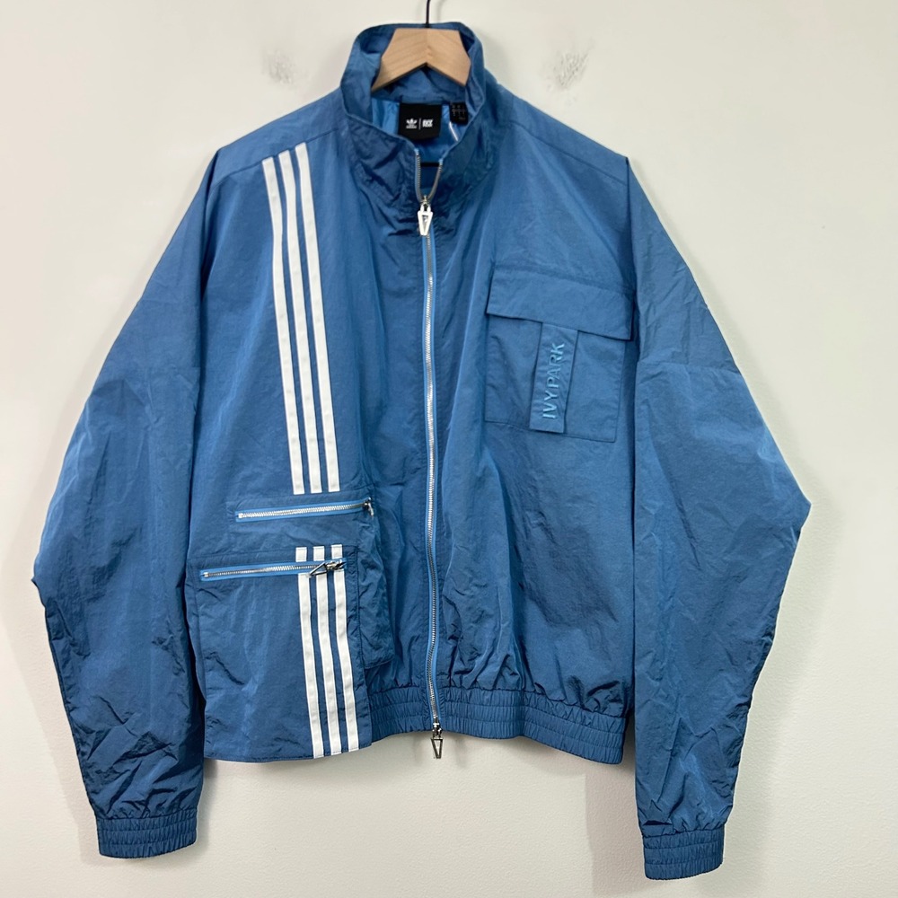 Adidas x Ivy Park Lite Blue Nylon Track Jacket Unisex Oversized Size Medium